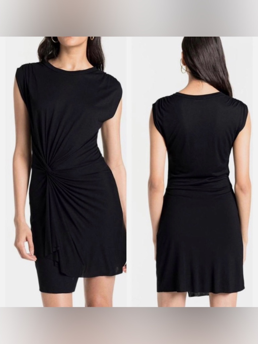 A.L.C.‎ Elsie Jersey Knit Twist Front Sleeveless Mini Dress in Black Size Large